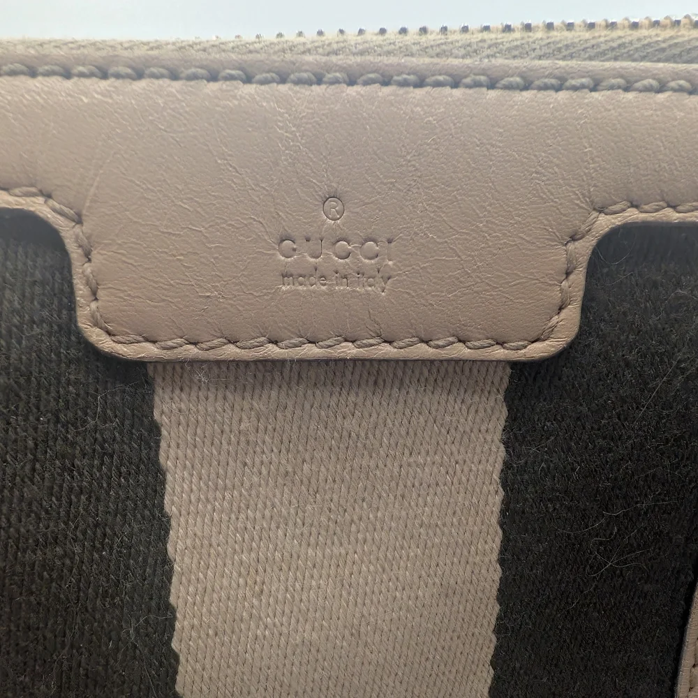 💢 Pristine💢 Gucci Beige And Brown Boston Canvas Stripe Satchel - Picture 2 of 9
